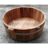 ราคา ถังไม้ทรงกลมพร้อมสายรัดสแตนเลสขนาดเส้นผ่าศูนย์กลาง 20 นิ้วสูง 8 นิ้ว ทนแดดทนน้ำ ผลิตภัณฑ์ไม้สัก (6433295548)