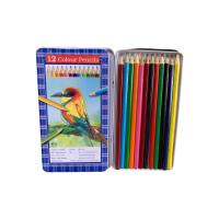 ราคา สีไม้ กล่องเหล็ก 12 สี สำหรับระบายสี สมุดระบายสี สี ราคาถูก (1กล่อง) (17386963917)