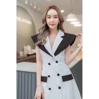 ราคา เดรสทรงสูท เดรสเกาหลี เดรสขาว ไซส์ s (3186736394)