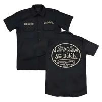 ราคา KEMEJA Elpizo เครื่องแต่งกาย VON DUTCH เสื้อเชิ้ตแขนสั้น unisex Pdh Workshirt ผู้ชายเสื้อผ้าผู้หญิง Vintage Casual Streetwear ผ้าฝ้าย Twill สีดํา (49852001562)