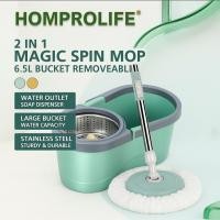 ราคา Spin Mop พร้อม Spinner ถังสแตนเลส Auto Spin Mop Magic Spin 360 Tornado Mop แฮนด์ฟรี Mop Lantai Mop Putar (49153589839)
