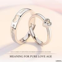 ราคา Cuteneryแหวนเพชรรูปหัวใจคู่สำหรับผู้ชายและผู้หญิง (40119722691)