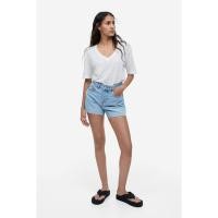 ราคา H&M(เอชแอนด์เอ็ม) เสื้อยืดผ้ายืดลินิน คอวี Woman V-neck linen-jersey T-shirt 1055982_6 (41702147843)