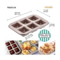 ราคา พิมพ์ CHEFMADE รหัส WK9150 พิมพ์สี่เหลี่ยม 6 หลุม เคลือบเทฟลอนสีทอง (10546408591)