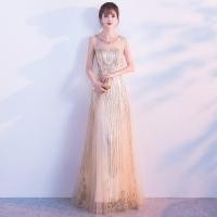 ราคา ชุดราตรี ชุดออกงาน ชุดไปงานแต่งงานสีทอง แขนกุด ผ้ากากเพชร แนวเรียบหรู สวยหรูดูแพง (7952722227)