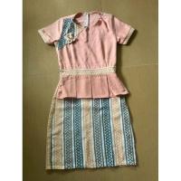 ราคา ชุดเดรสทำงานผ้าไทย แต่งผ้าทอนากา สำหรับสาวไซด์เล็ก (26100956327)