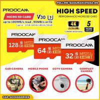 ราคา PROOCAM SD Card U3 V30 HC การ์ดหน่วยความจํา SUPPORT 4K DVR Micro Extreme PRO Class10 100MB/s 4K Ultra HD Made In Taiwan (50000777213)