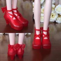 ราคา พร้อมส่งรองเท้าบาร์บี้ ส้นสูง สายไขว้ โบว์หลัง Barbie Blythe รองเท้าตุ๊กตา (1361977855)