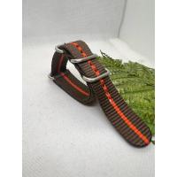 ราคา สายนาฬิกาผ้าซูลูหนาพิเศษสีน้ำตาลคาดเขียวขนาด 22 มิล (28661471694)