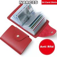 ราคา กระเป๋าใส่นามบัตร NARCIS, 24 ช่อง Bits กระเป๋าสีทึบ, ที่ใส่บัตรหนังเรียบง่าย PU บัตรเครดิต ID Card Organizer (55850741717)