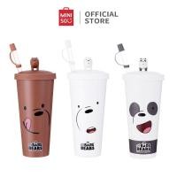 ราคา Miniso We Bare Bear แก้วน้ําน่ารัก ขวดดื่มฟางพลาสติก 640ml (24428287355)