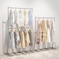 ราคา ร้านขายเสื้อผ้าผู้หญิงหน้าต่างชั้นวางจอแสดงผลแขวนชั้นวางสองชั้นร้านขายเสื้อผ้ามือถือ ผู้มีอิทธิพล ชั้นวางไม้แขวนเสื้อตั้งพื้น YFZ5 (54752378202)