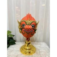 ราคา หัวโขน ปิงคลา ขนาดสวมแสดง งานกระดาษ ปิดทองเค ประดับเพชรคริสตัล พร้อมฐานไม้อัดสีแดงฟรี ของตกแต่งบ้าน ของขวัญ khon mask (54000238399)