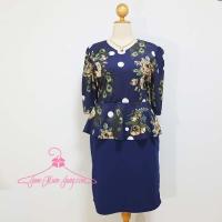 ราคา ชุดเดรสคนอ้วนคอวีผ้ายืดวูลเวฟสีกรมท่าลายดอกไม้กระโปรงสีดำแขน3ส่วนแต่งระบายช่วงเอว สวยน่ารักมากๆค่ะ (5881615848)