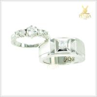 ราคา แหวนคู่พลอยเพทายขาว Ring of Love สวยใสดั่งเพชรแท้ เงินแท้ ชุบทองคำขาว (9411301082)