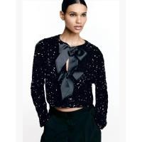 ราคา h&m แจ๊คเก็ตปักเลื่อมสีดำ ใส่ออกงานได้ ของใหม่ xs (24070748901)