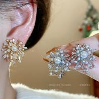 ราคา ต่างหูเพชรไฟส่องประกายสวยงาม ออกแบบอย่างประณีต มุกเทียมชุบทองค์สร้อย สำหรับสวมใส่งานพิเศษและประจำวัน (47803386074)