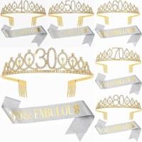 ราคา เข็มขัดและมงกุฎชุดสวารอฟสกี้ สีเงิน-ทอง เหมาะสำหรับของขวัญวันเกิดและงานเลี้ยงสุภาพสตรี (54653448842)