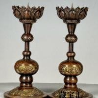 ราคา ทำด้วยมือสไตล์โบราณทิเบตทองแดงบริสุทธิ์ปิดทองมังกรและนกฟีนิกซ์เชิงเทียนเฉิงเซียงโคมไฟน้ำมันดอกบัวโคมไฟพระพุทธรูปขี้ผึ้งป (29321733366)