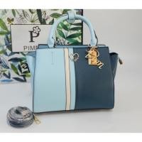 ราคา กระเป๋าแบรนด์ PIMMY ขนาดปากกว้าง 12" ฐาน 10" สูง 8" นิ้ว แบบใหม่ล่าสุด ใบใหญ่ หนังสลับสีทูโทนเข้มอ่อน (5308974218)