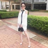 ราคา ฟรี EMS ชุดเดรสสั้น งานป้าย Lady Ribbon Thailand เสื้อผ้าแฟชั่นผู้หญิง Dress Size L สีขาว พร้อมส่งสวยเหมือนแบบ (1115435778)