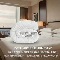 ราคา ผ้านวมสีขาวชุด Tilam โรงแรมผ้านวม Single Queen King สีขาวคุณภาพระดับพรีเมียมผ้าปูที่นอนผ้าพันคอ Sarung Bantal (55250671404)