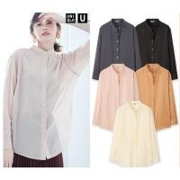 ราคา Uniqlo U เสื้อเชิ้ตคอจีน สีครีมออกเหลืองอ่อน ผ้ากึ่งๆซีทรู (43501255624)