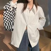 ราคา เสื้อเชิ้ตมีซิปบน-ล่าง แขนยาว คอปก โอเวอร์ไซส์ เชิ้ตผู้หญิง สไตล์เกาหลี เสื้อมินิมอลเสื้อเชิ้ตสตรี แขนยาว ไม้ผลิและฤดูใบไม้ร่วง สีขาว สีฟ้า HZFWC7540 (23676273277)