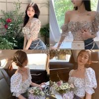 ราคา ส่งต่อ เสื้อครอปแขนยาวคอเหลี่ยม เชือกผูกโบว์ลายดอกไม้ สวยแซ่บน่ารัก (21146396386)