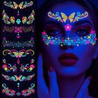 ราคา Tianyuanfff เรืองแสงกันน้ํา Face Tattoo สติกเกอร์ชั่วคราวสติกเกอร์สําหรับฮาโลวีนเพลงคอนเสิร์ต Party Night Club แต่งหน้า Tattoos Well (24992464886)