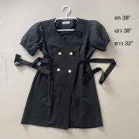 ราคา 2021019 เดรสทรงเกาหลี แบบผูก สีดำสนิท แขนเป็นผ้าแก้ว (12705717023)