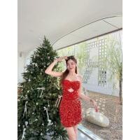 ราคา ชุดเดรสสั้นเกาะอก เว้าหน้า ผ้ากากเพชร ผ้ามีซับใน พร้อมส่ง (24280231536)