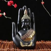 ราคา Buddha Sitting in Hand Statue Resin Buddhist Figurines Sculpture Thai Buddha Ornaments Home Decoration Crafts, Black (28863492999)