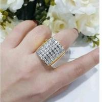 ราคา แหวนเพชร CZ แท้ชุบทอง 5 ไมครอน เพชรสวยวิ้งทุกเม็ด ดีไซน์แถวเรียง7แถว (2216064876)