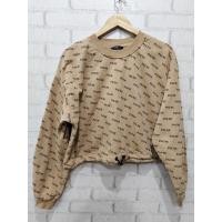 ราคา เสื้อกันหนาว Bershka แท้ | ลาย PAUSE | สีเบจ | ฟรีไซซ์ | สายรูดปรับเอวได้ อก free ยาว 19.5" (46452797249)