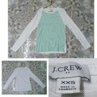 ราคา Aด889(ถ74)#เสื้อไหมพมฝรมแชนยาวผ้ายืดลายริ้วขาวเขียวงานป้ายj.crewเทียบมือ1รอบอก: 30-34""แขนยาว:26" (23405256558)