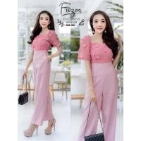 ราคา จั้มสูทขายาวแฟชั่น สีสวย แต่งพู่ดอกไม้ ใส่ออกงาน งานบุญ งานเลี้ยง นางแบบใส่งานจริง (29454829209)