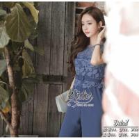 ราคา จั้มสูทขายาว ช่วงบนแต่งผ้าลูกไม้ลายดอกสวย ดีเทลแขนกุดน่ารักๆ ตัดต่อด้วยกางเกงยาวผ้าchiffonบานพริ้ว (745612164)
