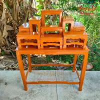 ราคา ฮักงานไม้ โต๊ะหมู่บูชาไม้สัก หมู่ 9 หน้า 6 100*53*สูง130 ซม.(ฐานสูง 80 ซม.) *รวมฐาน* สีย้อม ✅ทั้งชุด10ชิ้น✅ (25978552172)