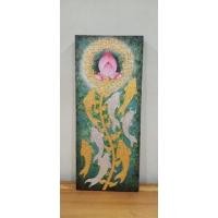 ราคา ภาพวาดปลาคาร์ฟ8ตัวปิดทอง/ปิดเงินเปลวพื้นสีเขียวขนาด30×60cm (10418040412)