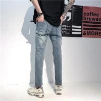 ราคา #กางเกงยีนส์ขาเดฟ รุ่นขาดเข่าข้างเดียว ขาเต่อ+ตัดปลายขา (รหัส J001) (5792606929)