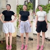 ราคา กางเกงขาสั้นสายฝอ สาวอวบ ผ้าสำลี นุ่มใส่สบาย ใส่ได้ ชาย-หญิง ยาว17 (27157264139)