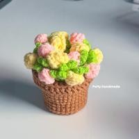 ราคา [ ร้านแพทตี้ ] Coaster ที่รองแก้วดอกไม้ + กระถาง งานไหมพรมถักโครเซต์ (48403289819)