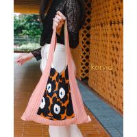 ราคา Korvia กระเป๋าผ้าพลีท ลายดอกไม้ Afternoon's Flowers สีชมพู กระเป๋าสะพายข้าง ถุงผ้า (3364972084)