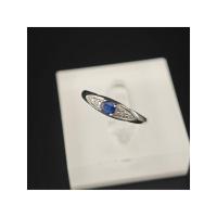 ราคา แหวนทองคำขาว10kประดับพลอยsapphireบ่าฝังเพชรแท้ (26119756214)