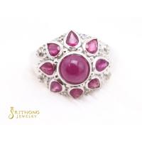 ราคา SALE! แหวนพลอยทับทิมพม่าแท้ ความสำเร็จลาภยศ ร่ำรวย อายุยืน ตัวเรือนเงินแท้ ชุบทองคำขาว (4807551256)