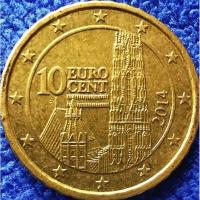 ราคา เหรียญ​ยูโร, ออสเตรีย​ Austria, 10 Euro Cent,​ใช้แล้ว, #​1050 (17400698475)