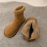ราคา บูทกันหนาว รองเท้าบุขน หนังนุ่มหุ้มชุด Gusen ฤดูหนาวบุขนกำมะหยี่อบอุ่นรองเท้าลุยหิมะเลียนแบบขนแกะรองเท้าผ้าฝ้ายรองเท้าขนสั้นขนแกะน่ารักน่าเกลียดใหม่ผู้หญิง (49201512054)