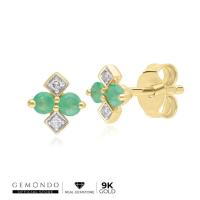 ราคา Gemondo ต่างหูทองคำ 9K ประดับมรกตและเพชร ดีไซน์ทรงข้าวหลามตัด (23002079967)