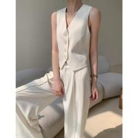 ราคา [M-4XL] ชุดเซ็ททรงสูทสไตล์ฝรั่งเศส ชุดเซ็ท 2 ชิ้น เสื้อกั๊ก+กางเกงยาว ชุดเซตหน้าร้อน ชุดเซตทำงาน งานดีไซน์เรียบหรู (29610506363)